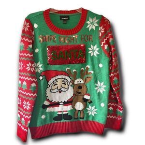 Joe Boxer Santa/Rudolph Christmas Sweater, Size  Large